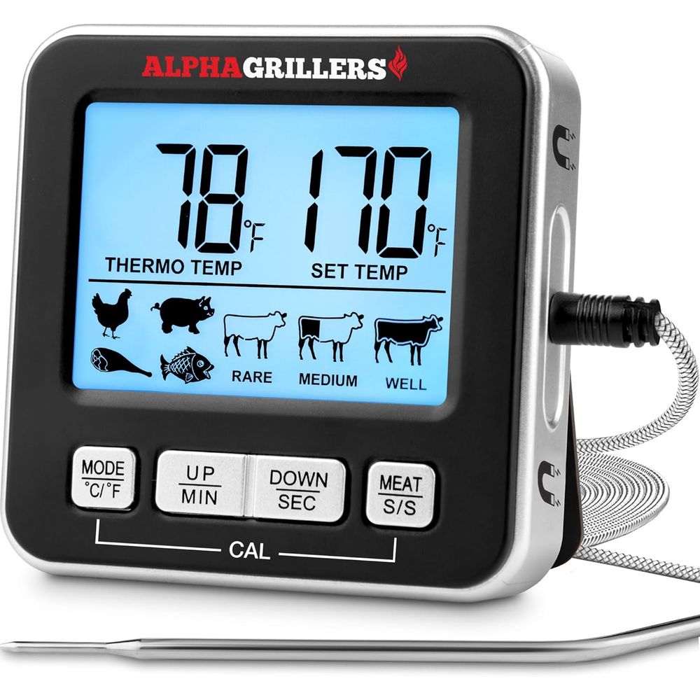 Kitchen Timer Digital - เครื่องวัดอุณหภูมิเตาอบดิจิตอลสำหรับทำอาหาร ย่างบาร์บีคิว รมควัน - พร้อมระบบแจ้งเตือนอุณหภูมิ 7