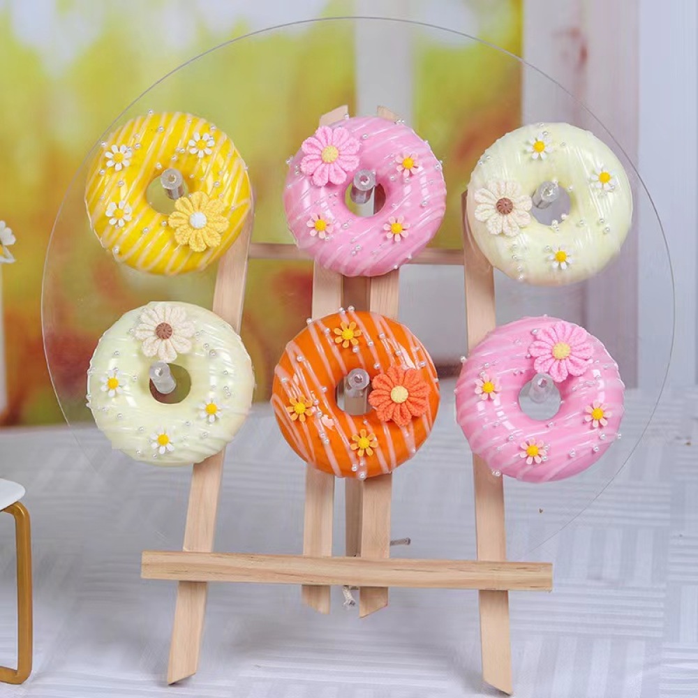 Kitchen Gadgets Home Party - แม่เหล็กติดตู้เย็นรูปโดนัทตกแต่ง โมเดลอาหารจำลองเสมือนจริง ของตกแต่งขนมหวาน อุปกรณ์ครัว ของตกแต่งงานปาร์ตี้ งานแต่งงาน