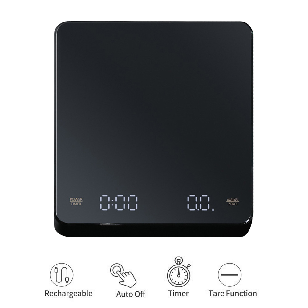 Kitchen Timer Digital - เครื่องชั่งกาแฟดิจิตอลพร้อมตัวจับเวลาหน้าจอ LED Espresso USB 3 กก.