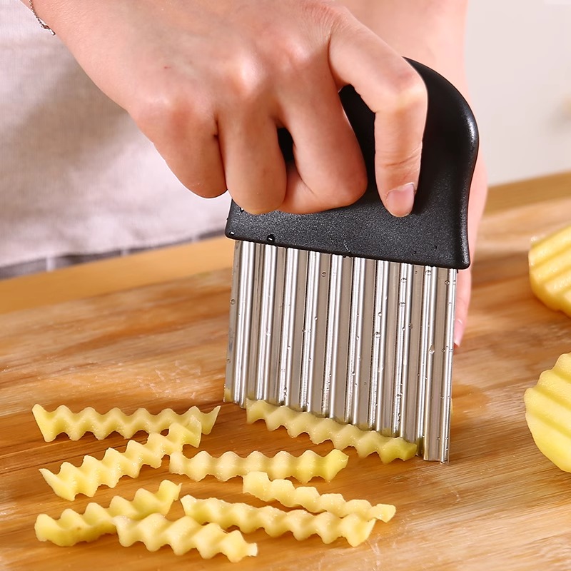 Kitchen Gadgets New Products - สินค้าใหม่ปี 2025: อุปกรณ์ครัวสแตนเลสลายคลื่นสำหรับหั่นผักและผลไม้ ใช้ทำเฟรนช์ฟรายส์