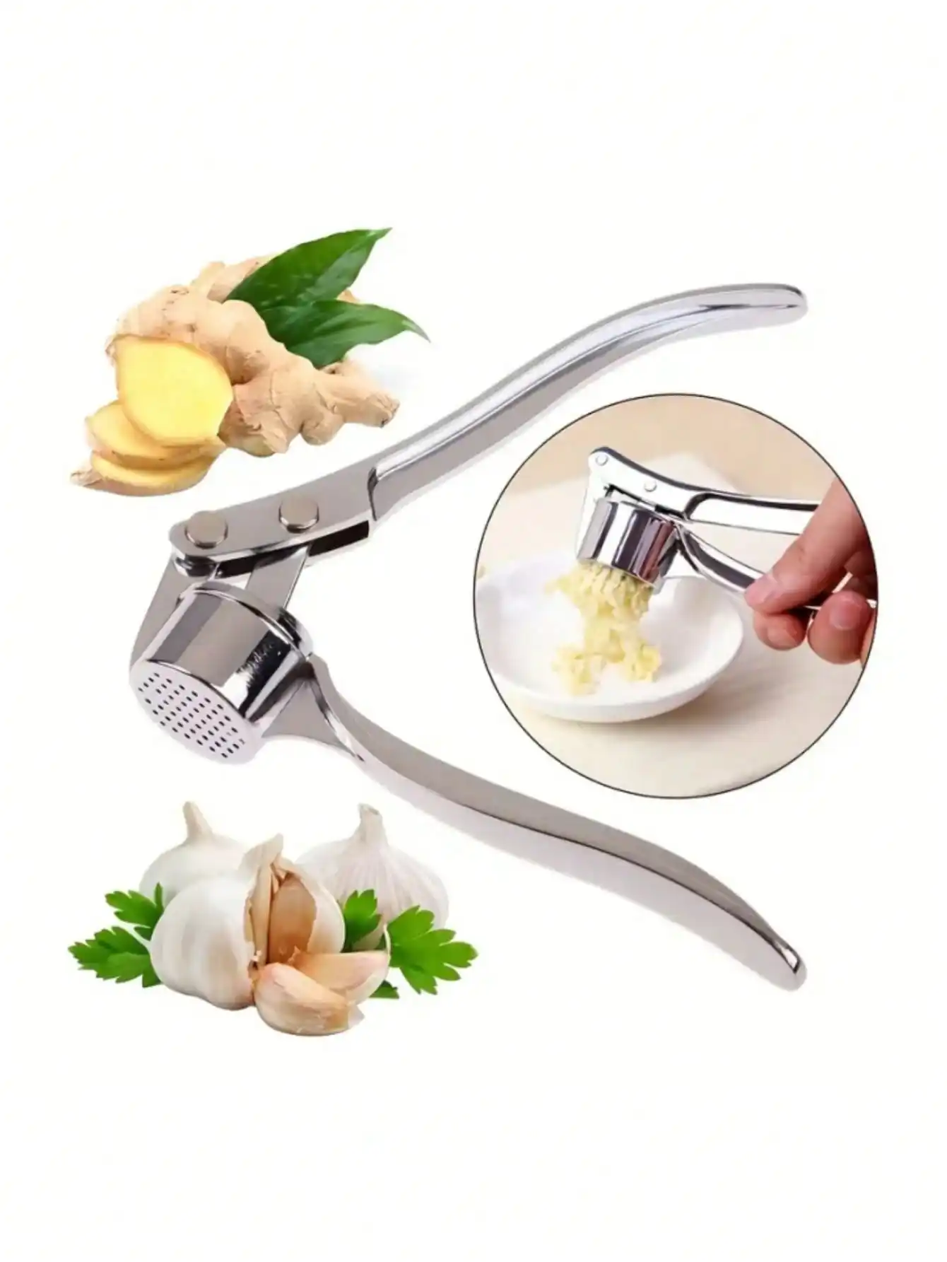 Kitchen Gadgets Garlic - เครื่องบดกระเทียมสแตนเลสแบบกดมือ อุปกรณ์บดกระเทียมในครัว