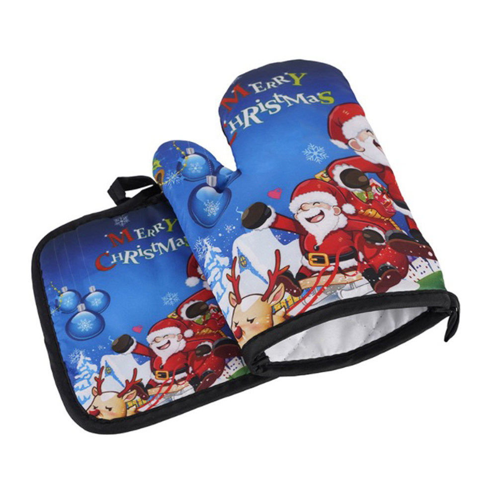 Kitchen Gadgets Xmas Gifts - ถุงมือกันความร้อน ถุงมือคริสต์มาส ถุงมือบาร์บีคิว กันลื่น โพลีเอสเตอร์ อุปกรณ์ครัว